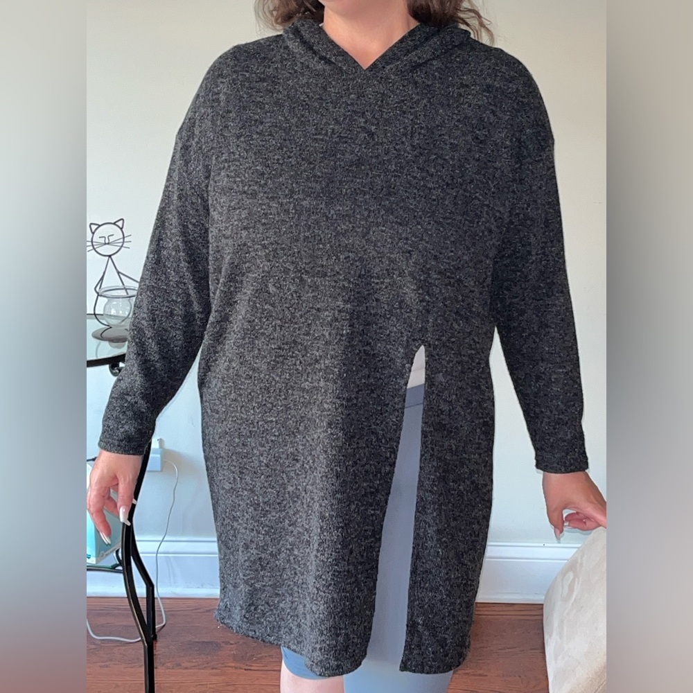 Grey Poncho Hooded Sweater